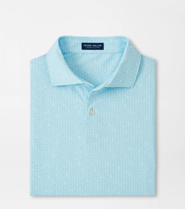 Peter Millar Mens Harmon Geo Performance Jersey Polo | Color: Capri Breeze | Size: XXL Product Image