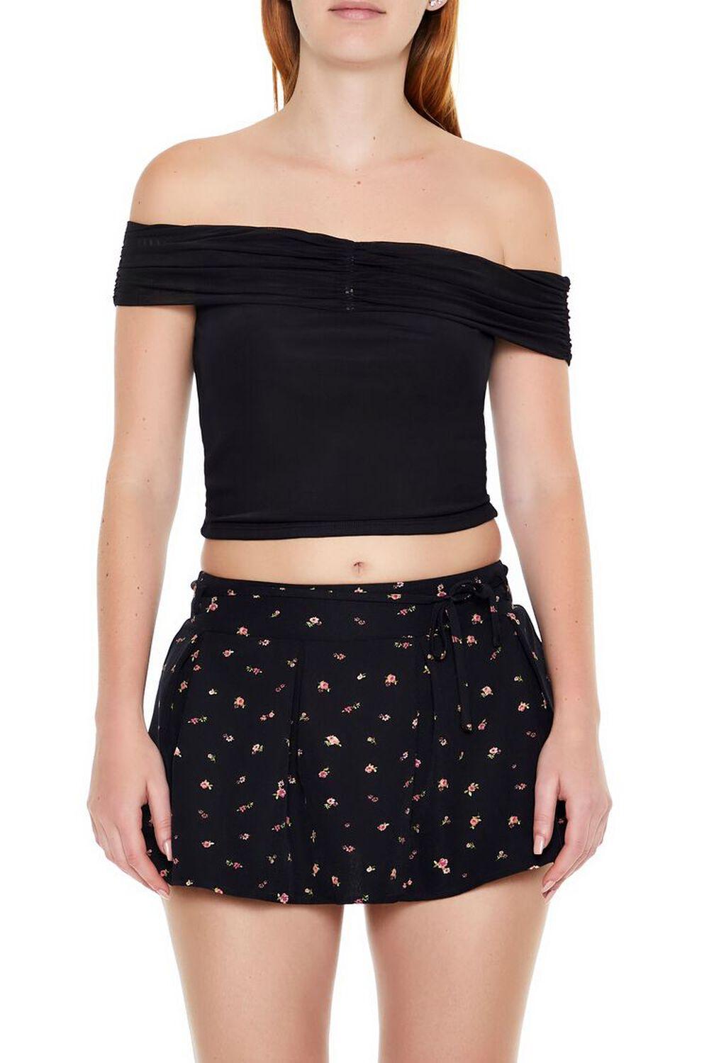 Mesh Off-the-Shoulder Crop Top | Forever 21 Product Image