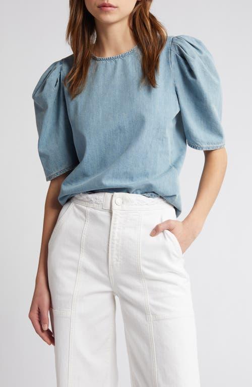 Denim Draped-Sleeve Blouse Product Image