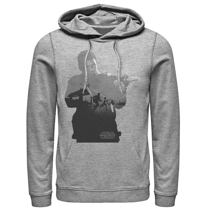 Mens Star Wars Finn Silhouette Fill Graphic Pullover Hoodie Athletic Grey Product Image