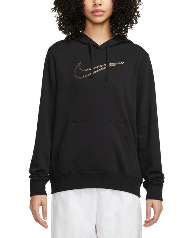 Nike Womens Sportswear Club Fleece Premium Essential Loose Shine Pullover Hoodie Product Image