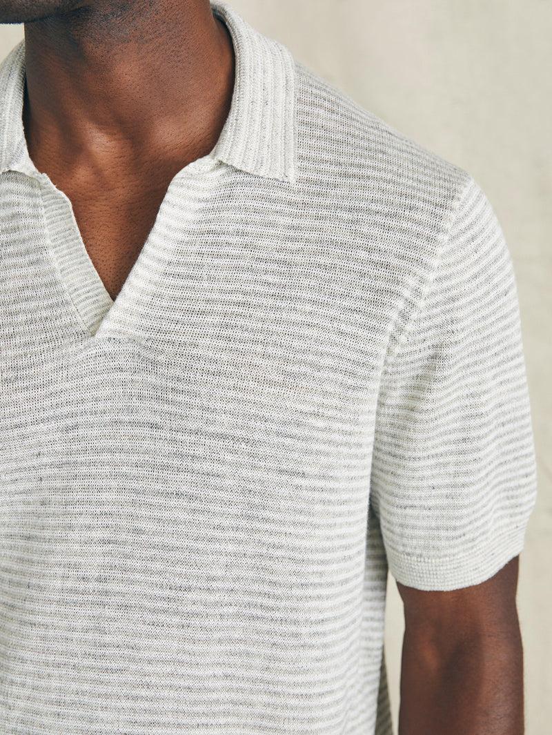 Short-Sleeve Linen Sweater Polo - Ivory Steel Feeder Product Image