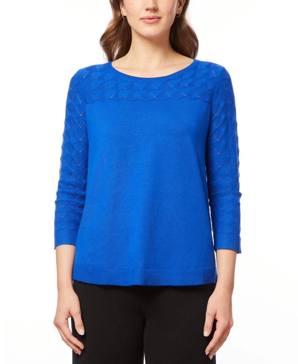 Melissa Paige Womens Wave-Knit Scoop Neck 3/4-Sleeve Sweater Product Image