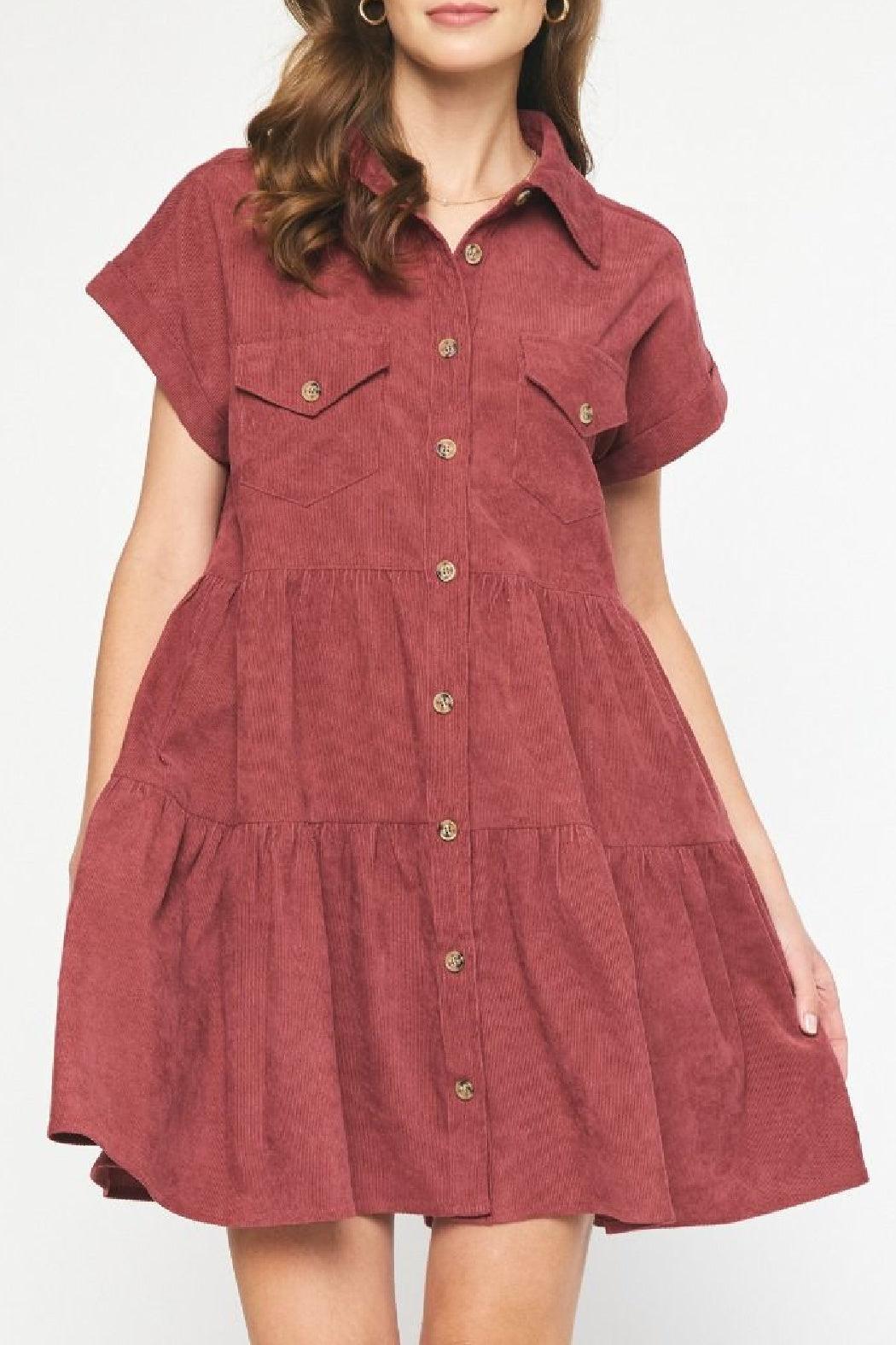 Tiered Corduroy Dress Product Image