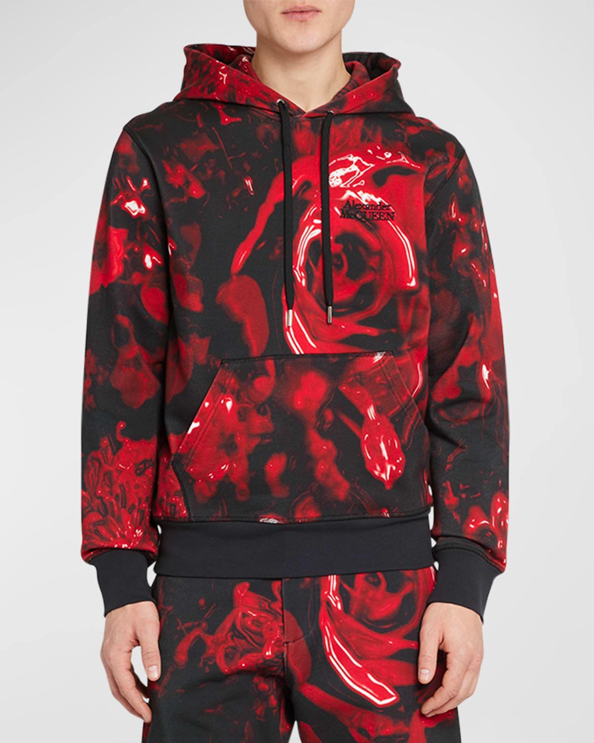 Mens Rose-Print Cotton Logo Hoodie Product Image