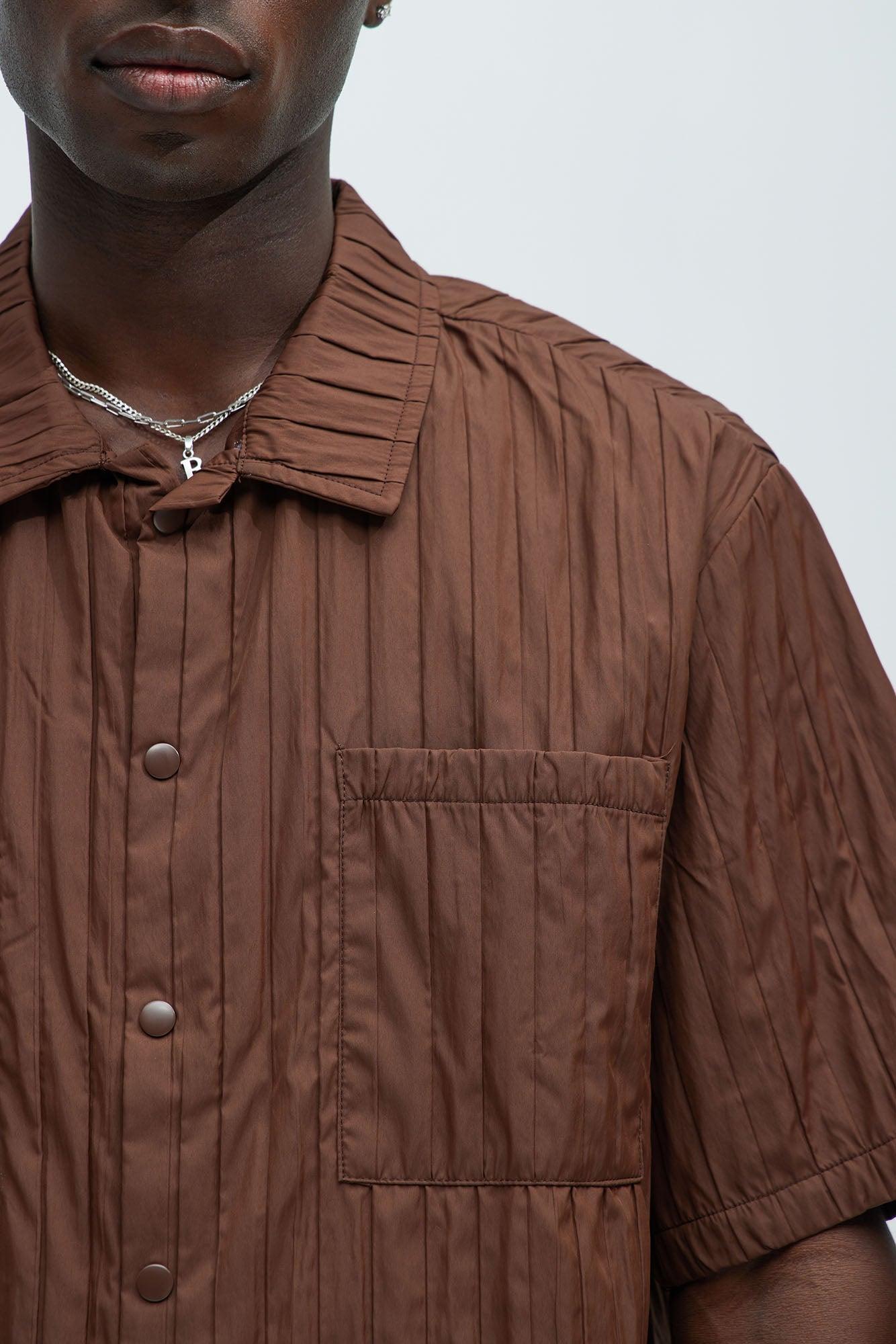 Cavour Crinkled Shirt - Brown Product Image