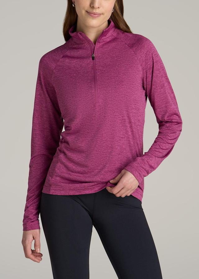 Long Sleeve Active Half Zip Pullover Tall Women's Jacket in Raspberry Space Dye Product Image