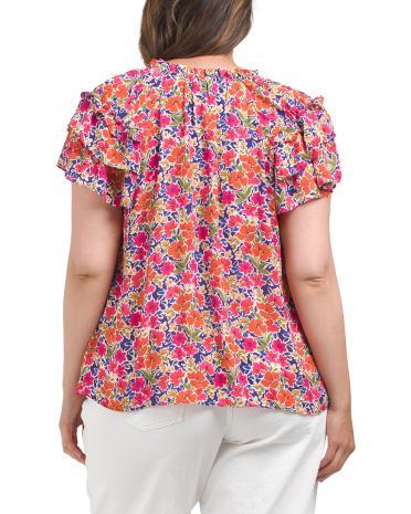 Plus Flutter Sleeve Blouse for Women Product Image