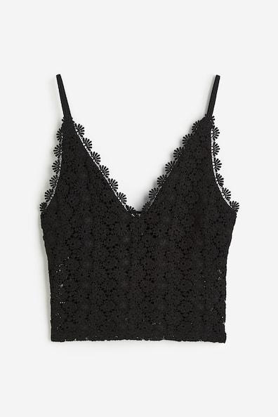 H & M - Lace Crop Top - Yellow product image