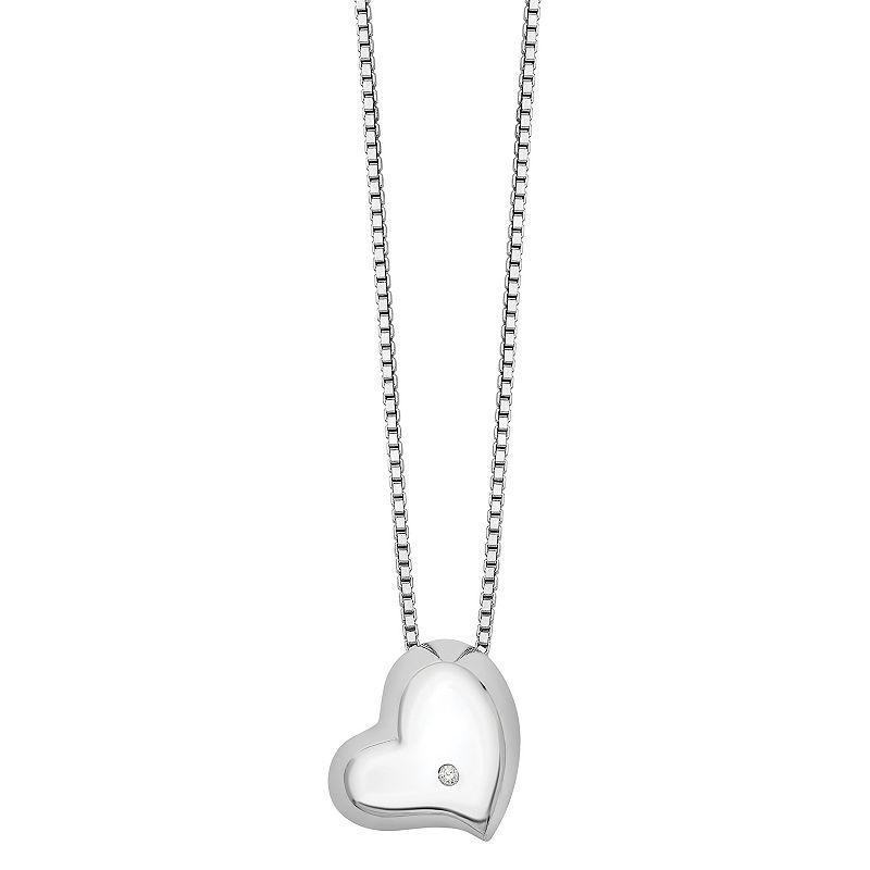 White Ice Sterling Silver Diamond Accent Heart Necklace, Womens Product Image