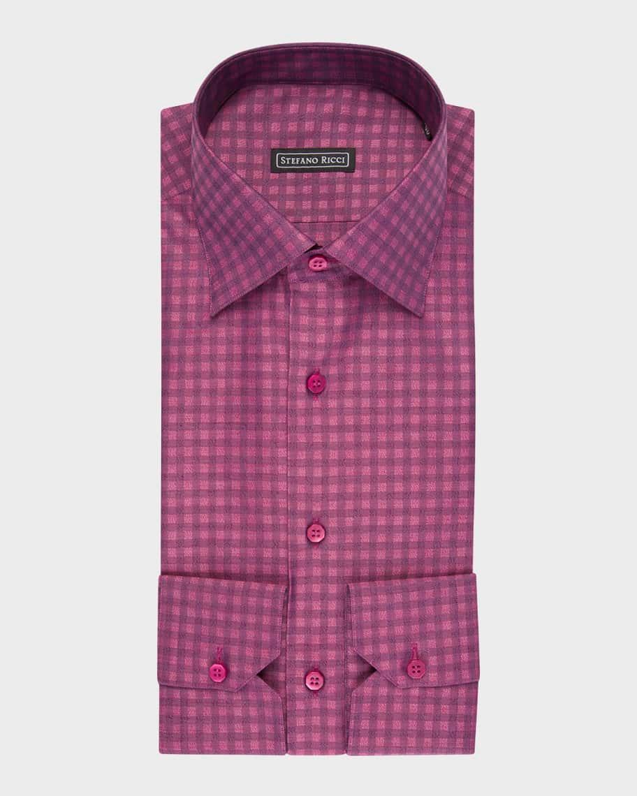 Men's Cotton Tonal Check Dress Shirt Product Image