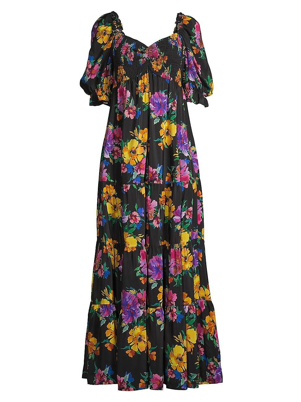 Womens Poppy Floral Silk Maxi Dress Product Image