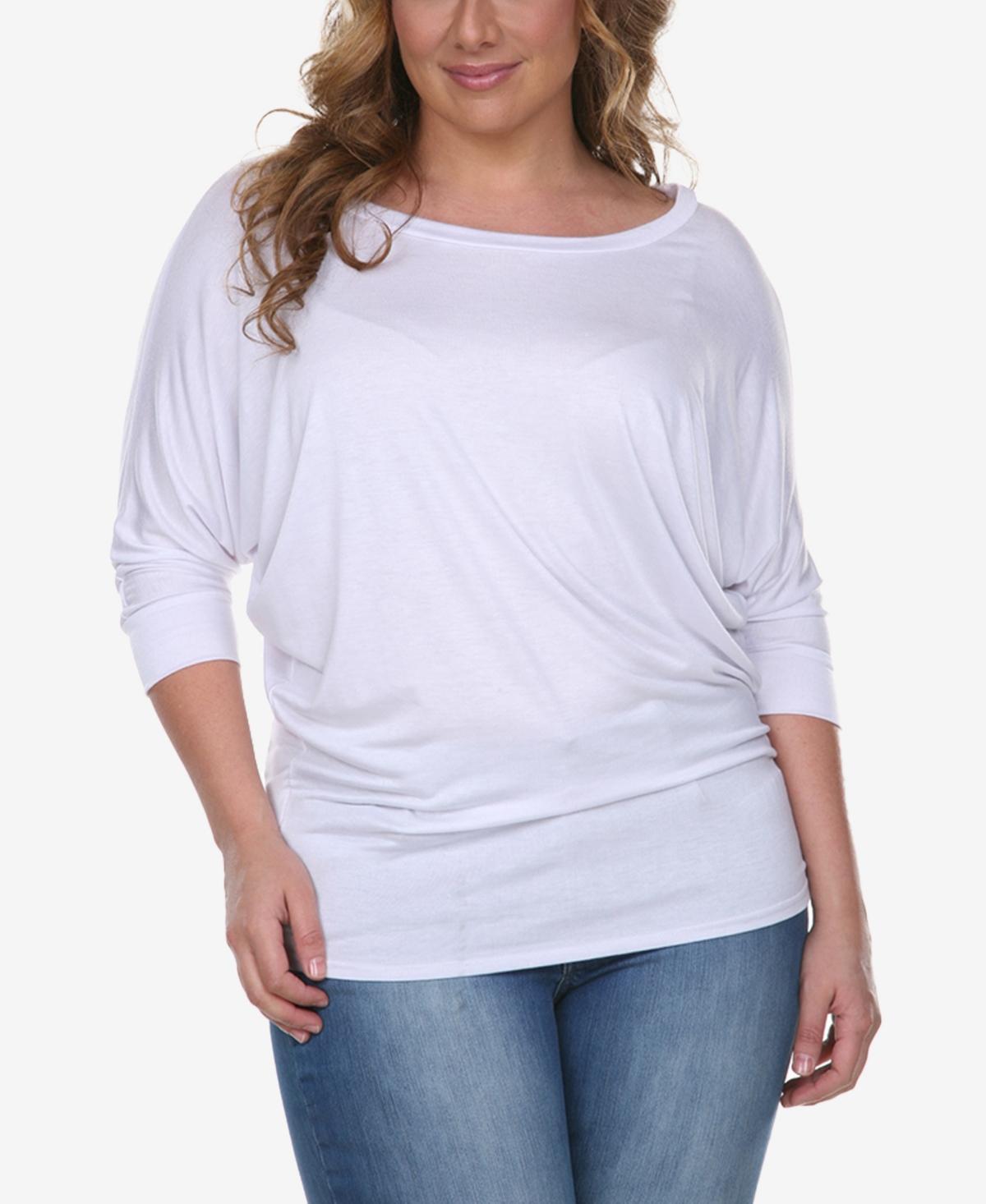 White Mark Women's Plus Size Bat Sleeve Tunic, Mint, 1X Product Image