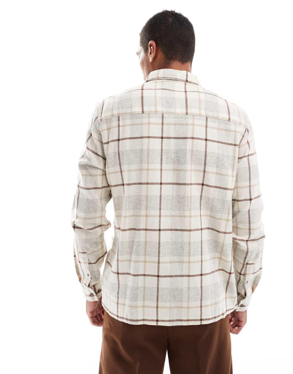 ASOS DESIGN shirt in neutral plaid  Product Image