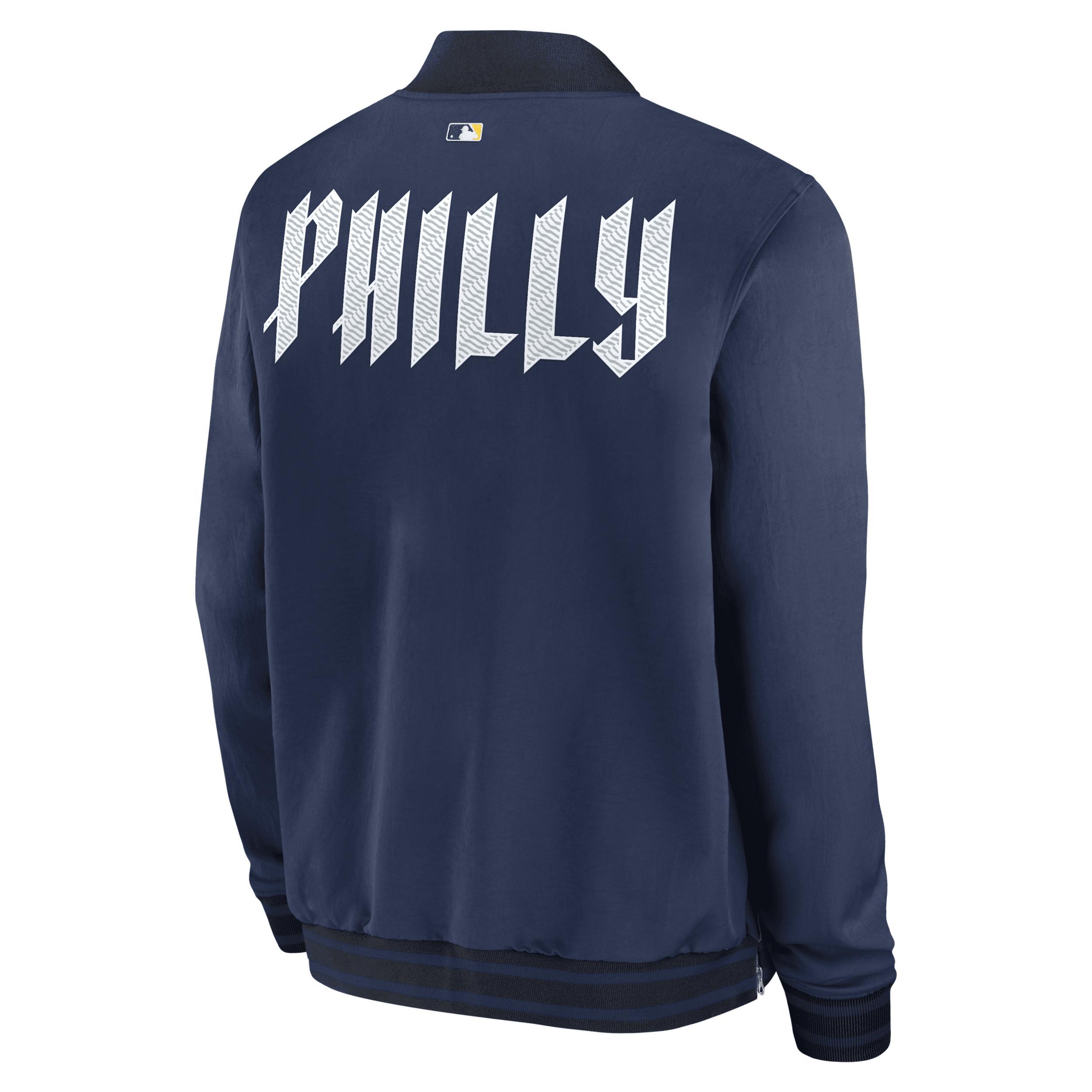 Philadelphia Phillies Authentic Collection City Connect Game Time Nike Men's MLB Full-Zip Bomber Jacket Product Image