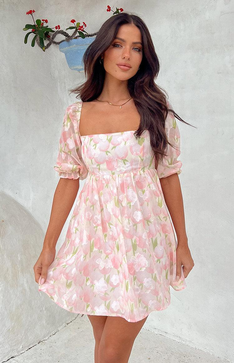 Rubi Pink Floral Babydoll Mini Dress Product Image