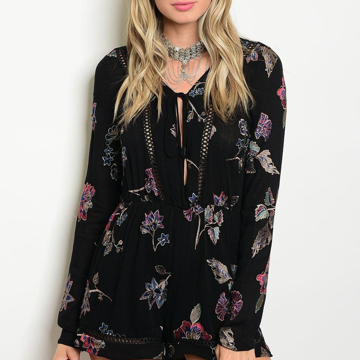 Floral Embroidered Mini Romper Product Image