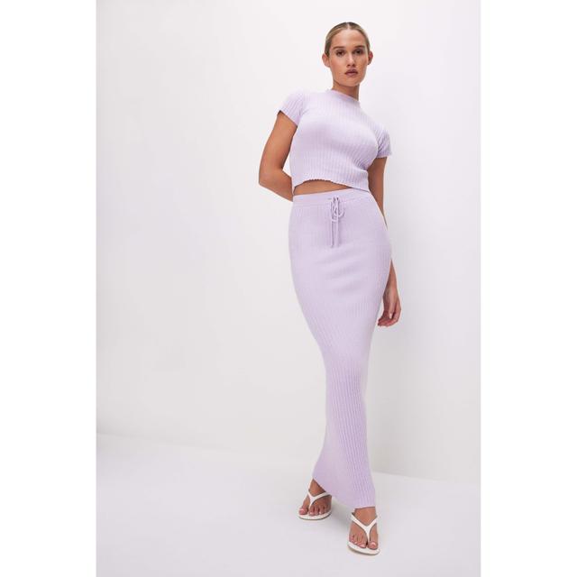 Womens Ribbed Terry Maxi Skirt | Lavender, Size 3XL | Good American by Khlo Kardashian Product Image