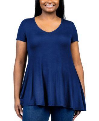 Plus Size Short Sleeve V-Neck Tunic Top Product Image