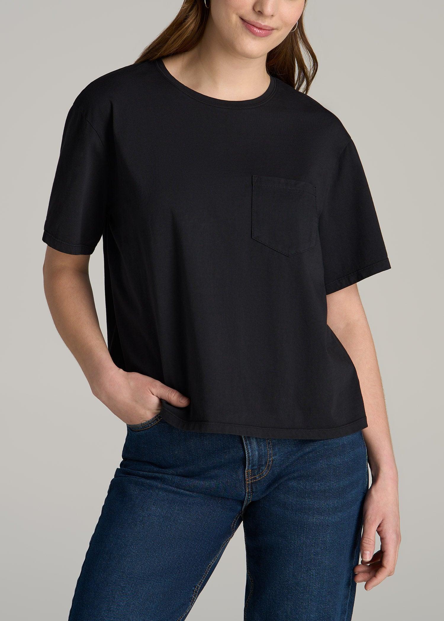 Boxy Short Sleeve T-Shirt for Tall Women in Black product image