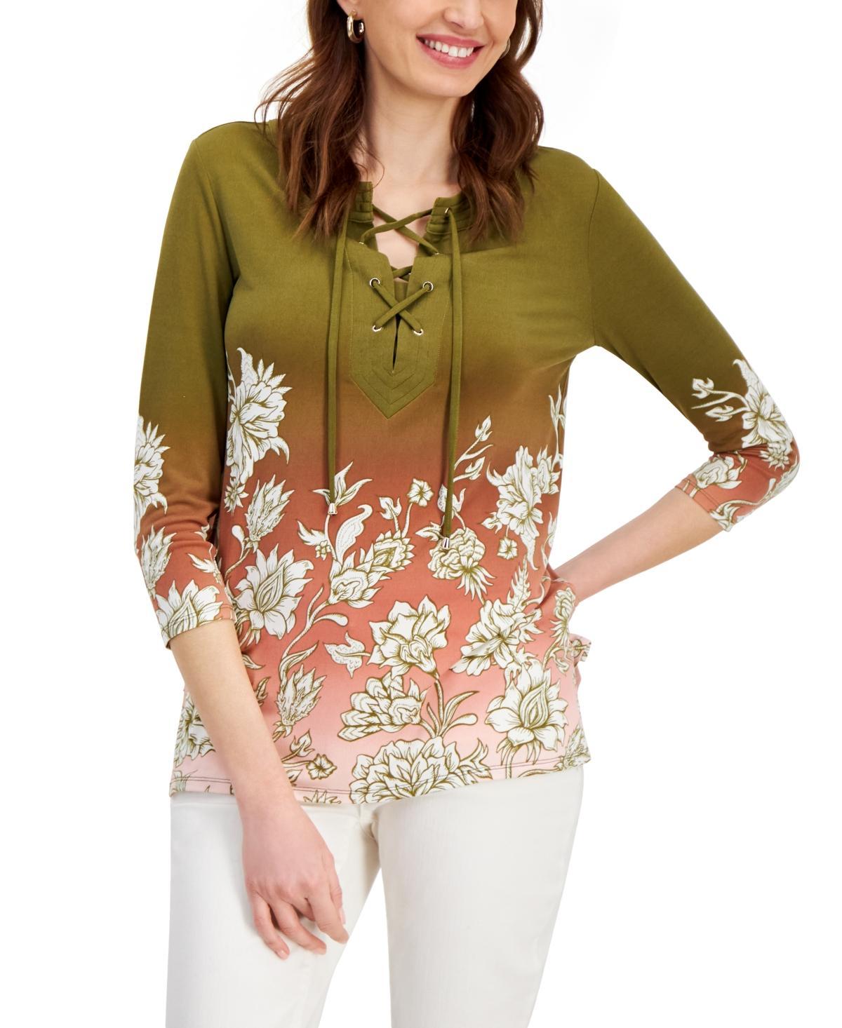 Women's Printed Lace-Up Tunic, Created for Macy's Product Image