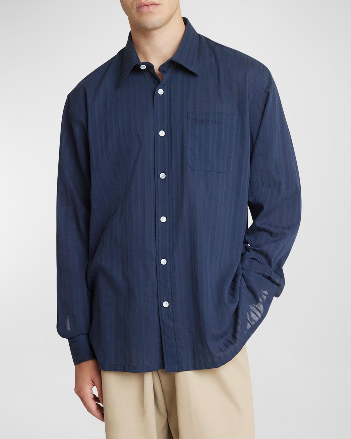 Mens Shirt In Cotton Voile With Stripes Product Image