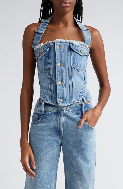 MONSE Deconstructed Halter Denim Bustier Top Product Image