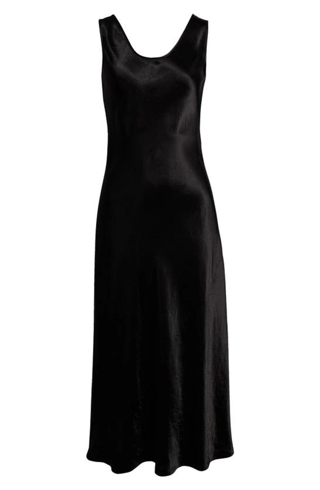 Ares Satin-twill Midi Dress In Nero Product Image