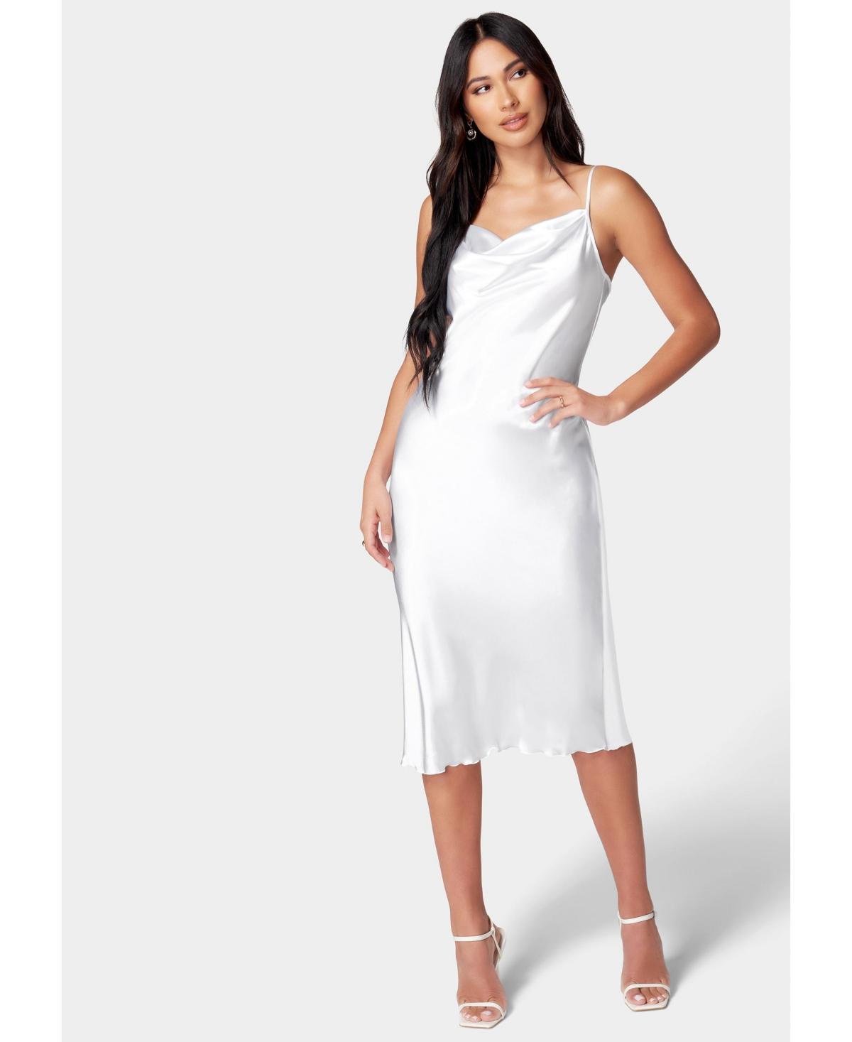 Womens bebe Satin Midi Slip Dress Product Image