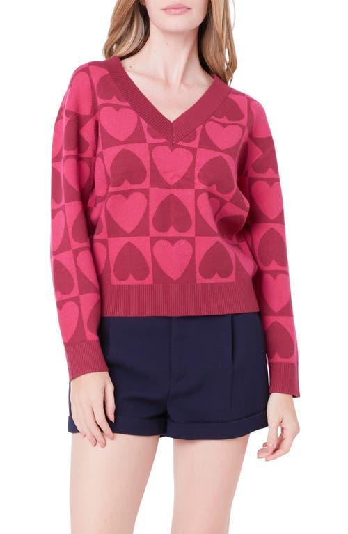 English Factory Heart V-Neck Pullover Sweater Product Image