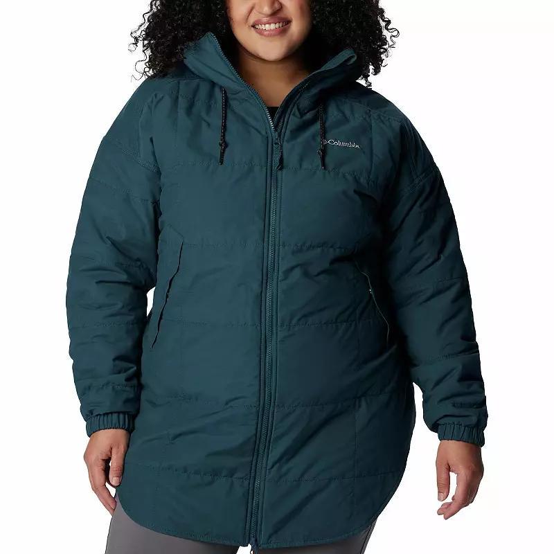 Plus Size Columbia CHATFIELD HILL Hooded Insulated Quilted Coat, Womens Black Wave Check Product Image