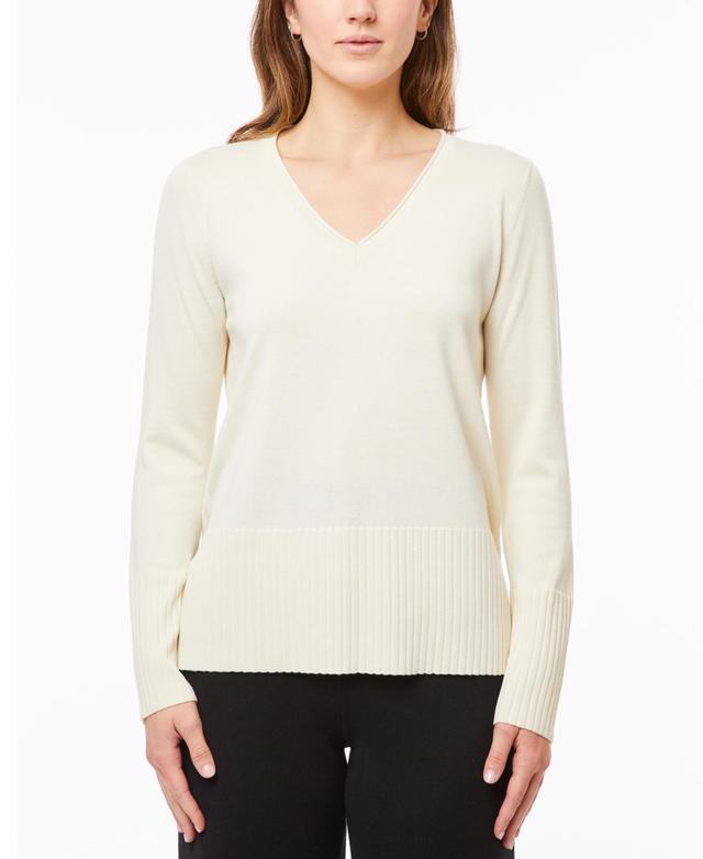 Melissa Paige Womens V-Neck Wide-Hem Wide-Cuff Sweater Product Image