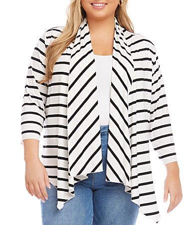 Karen Kane Stripe Asymmetric Hem Cardigan Product Image