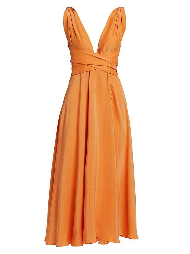 Womens Cirrus Silk Charmeuse Midi-Dress Product Image