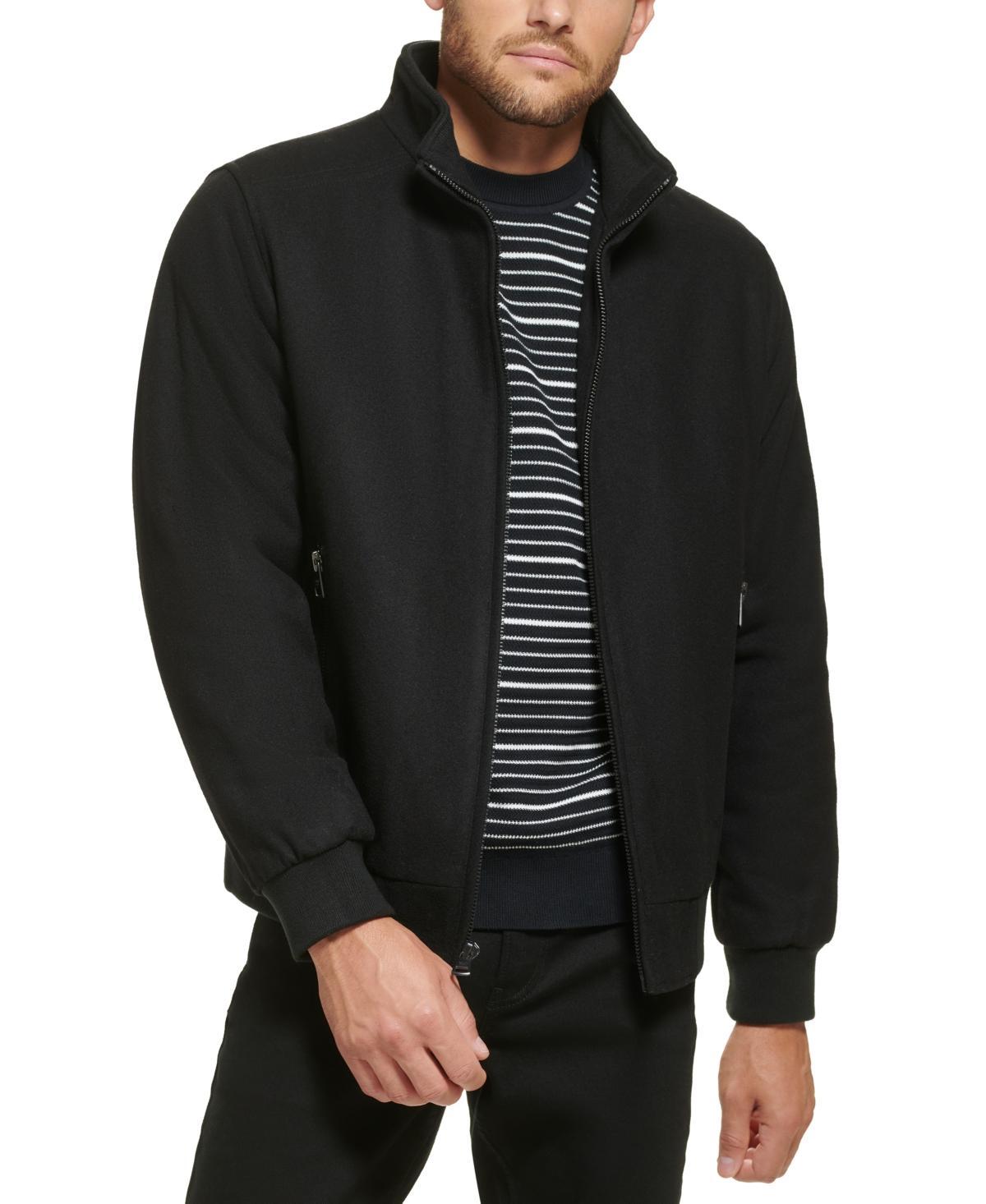 Calvin Klein Mens Wool Bomber Jacket With Knit Trim Product Image