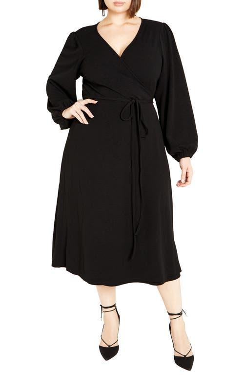 City Chic Hayden Long Sleeve Faux Wrap Midi Dress Product Image