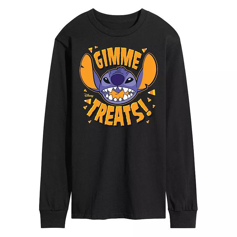 Disneys Lilo & Stitch Mens Gimme Treats Long Sleeve Tee Black Product Image