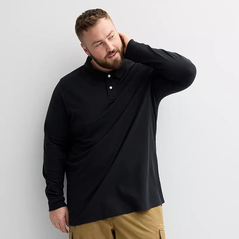 Big & Tall Sonoma Goods For Life Long Sleeve Pique Polo, Mens Product Image