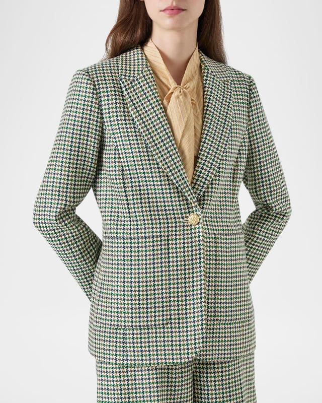 Daphne Single-Button Houndstooth Blazer Product Image