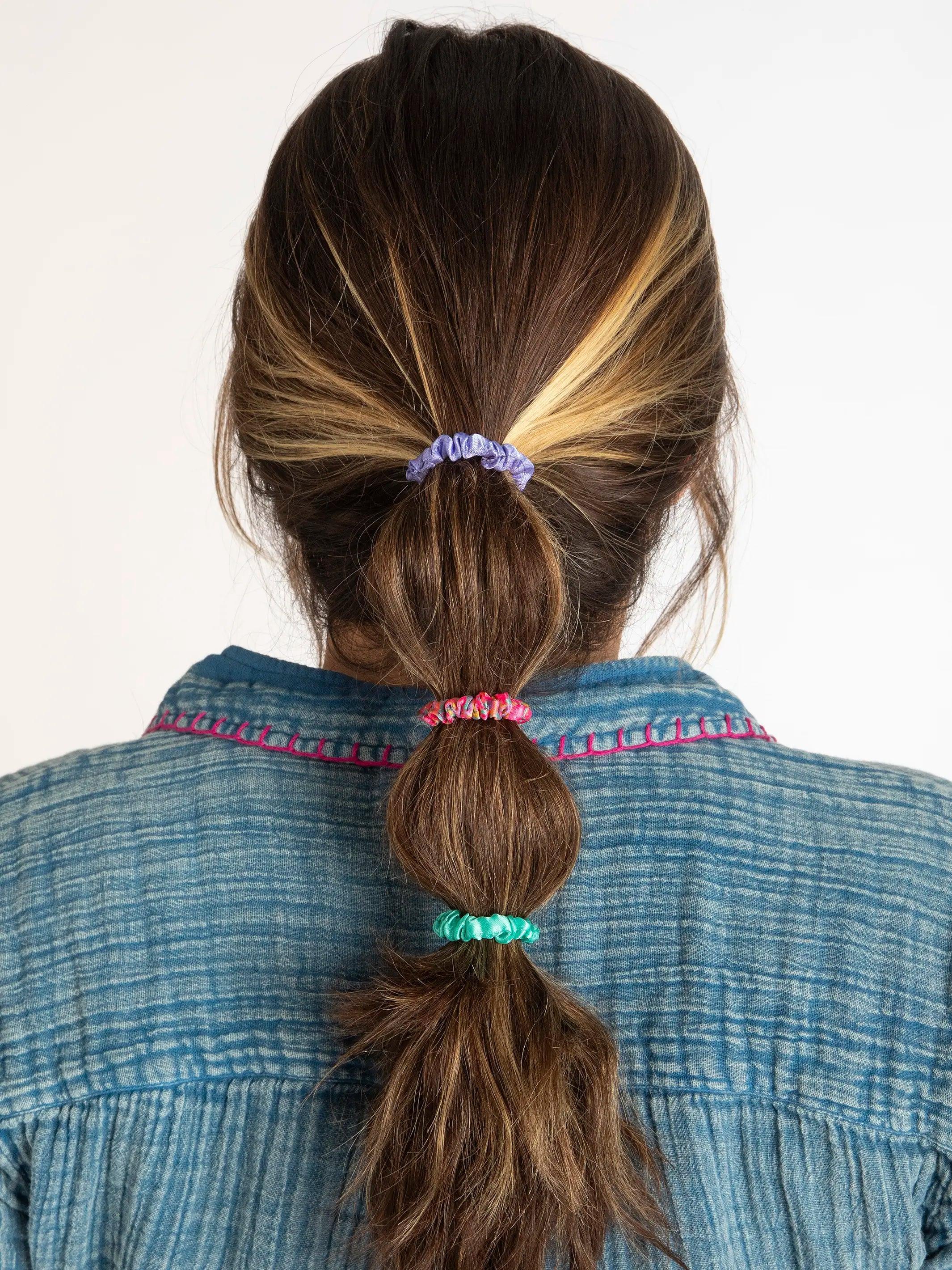 Mini Satin Scrunchie, Set of 8 - Lime Green Product Image