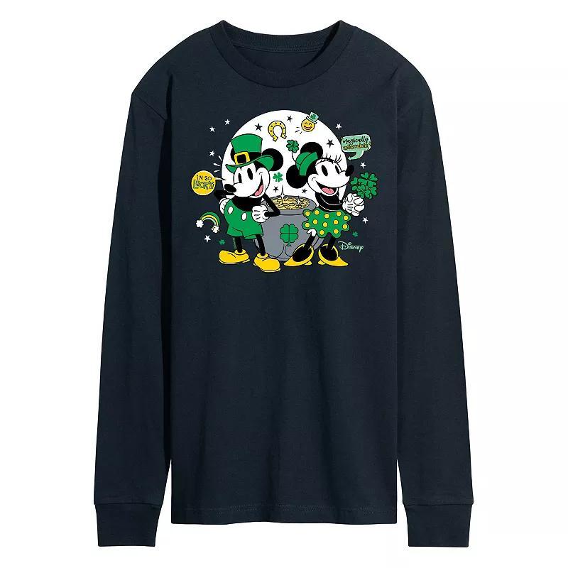 Disneys Mickey & Minnie Mouse Mens Pot Of Gold Long Sleeve Graphic Tee Product Image