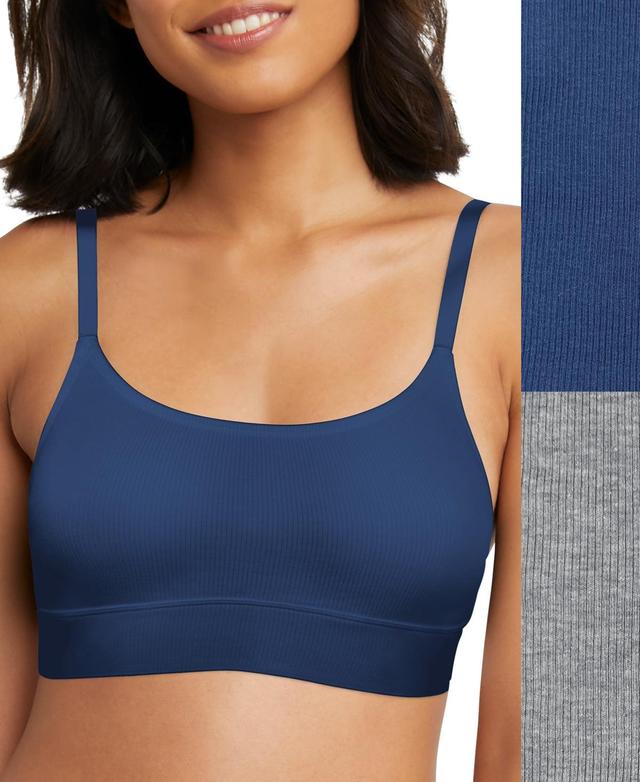 Hanes Originals Ultimate 2-Pack Longline Wirefree Bralettes DHO104, Womens Blue Eclipse Product Image