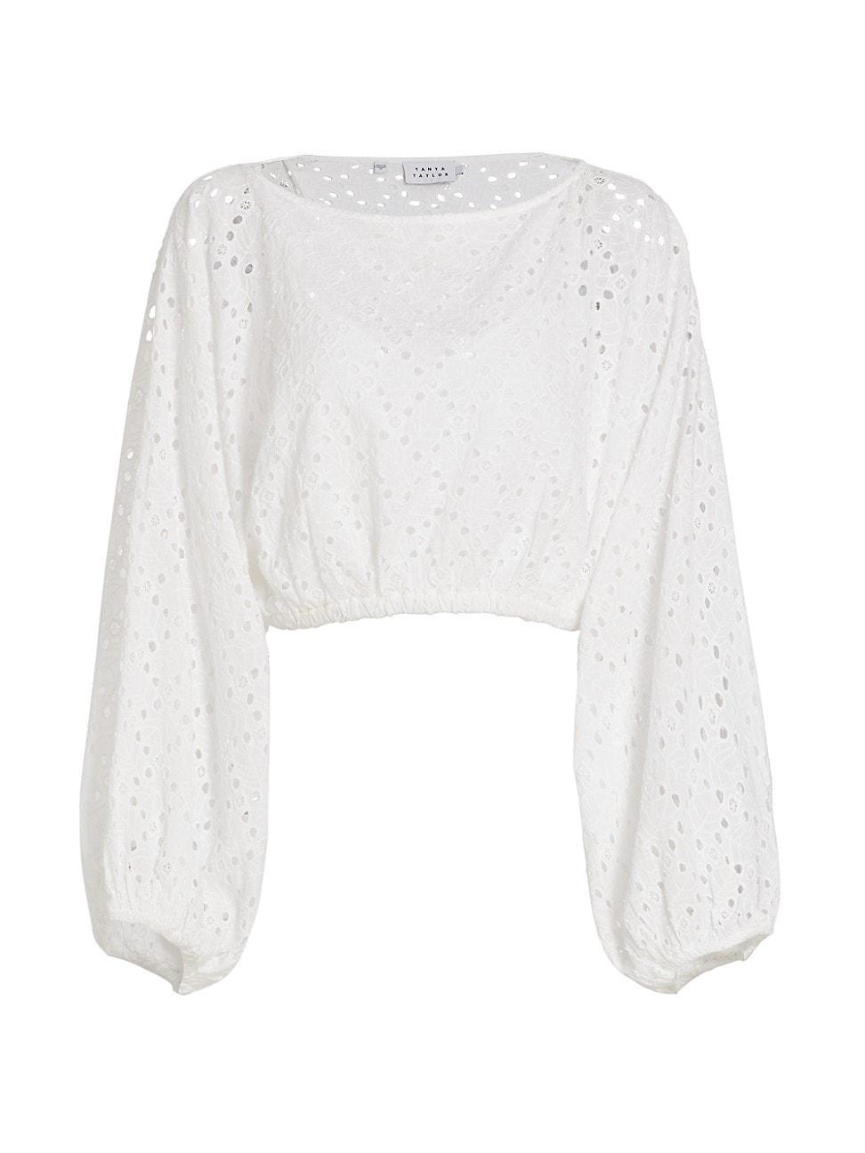 Womens Sophia Eyelet Cotton Crop Top Product Image