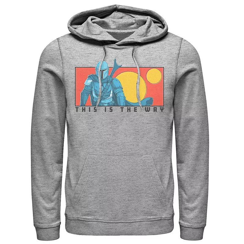 Mens Star Wars The Mandalorian This Is The Way Cartoon Panel Hoodie Athletic Grey Product Image