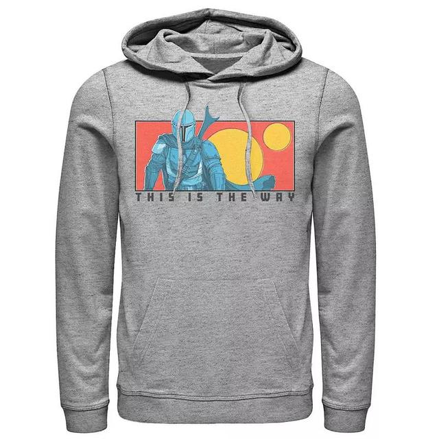 Mens Star Wars The Mandalorian This Is The Way Cartoon Panel Hoodie Athletic Grey Product Image