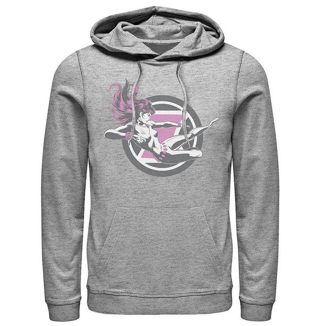 Mens Marvel Black Widow Flying Kick Hoodie Athletic Grey Product Image