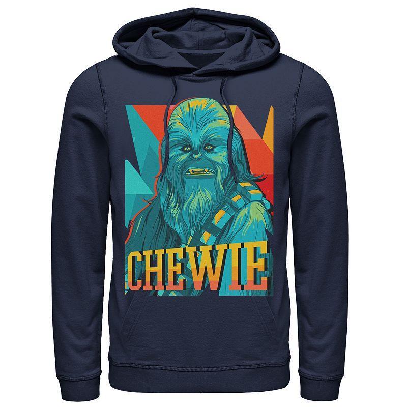 Mens Star Wars Chewie Tri Color Retro Portrait Hoodie Blue Product Image