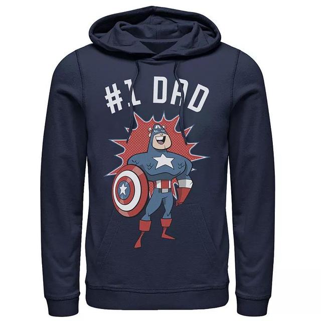 Mens Marvel Fathers Day #1 Dad Captain America Portrait Hoodie Blue Product Image