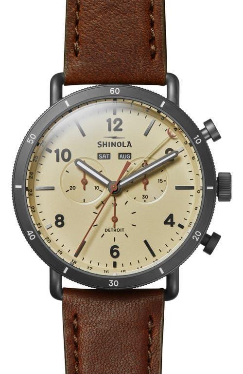 Shinola The Canfield Sport Chronograph Leather Strap Watch, 45mm Product Image