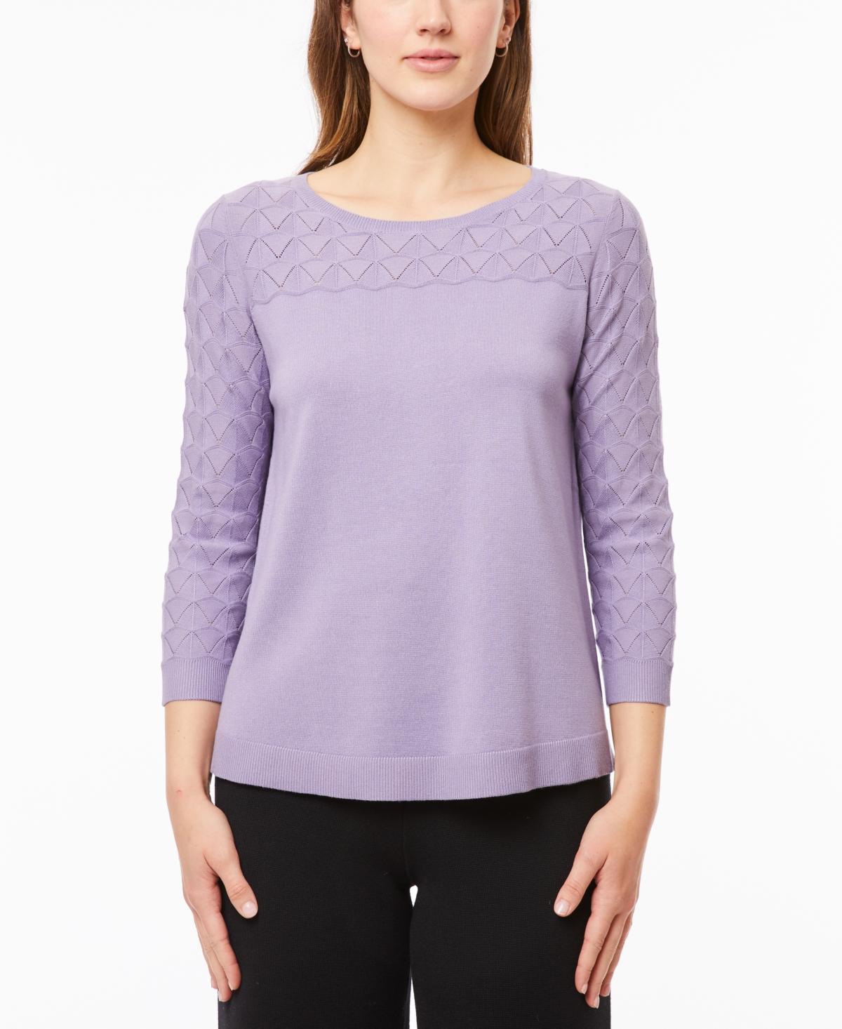 Melissa Paige Womens Wave-Knit Scoop Neck 3/4-Sleeve Sweater Product Image